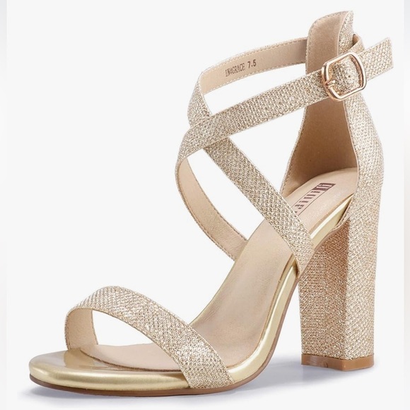 Women’s Gold Shimmer Heels - Picture 1 of 9